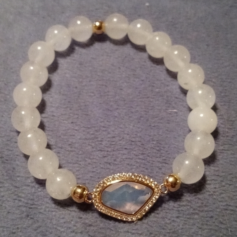 moonstone bracelet stretchy with rhinestones